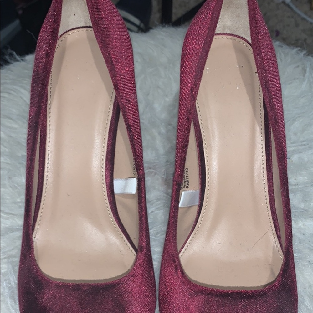 Red velvet heels